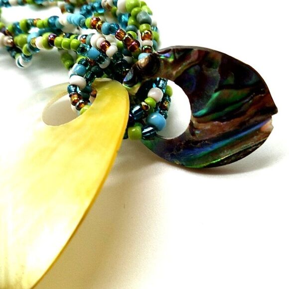 Multi-strand Seed Bead & Shell Necklace - Picture 8 of 16